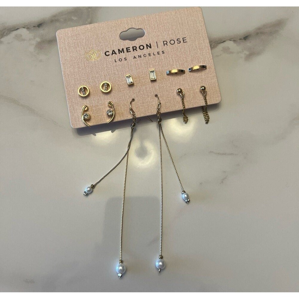 Cameron Rose 6 pc earring set in Gold